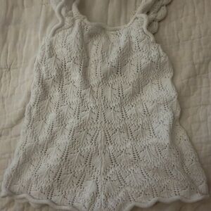 Zara baby white Crochet Knit romper 12/18m